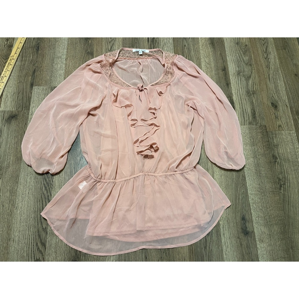 Black Rainn Shirt, Women's Size Medium, Pink, See Through, Long Sleeve